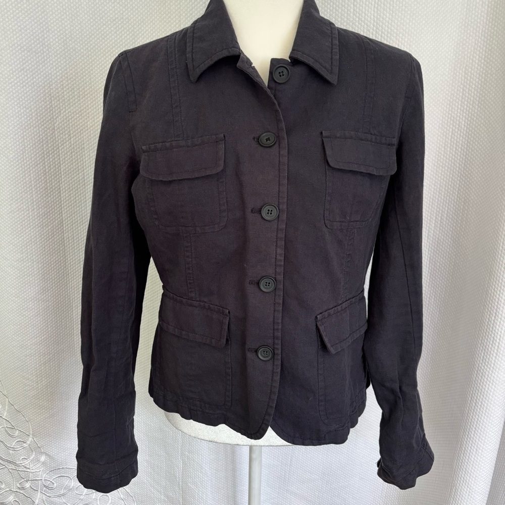 J. Crew Women's linen/cotton blend Navy Utility Jacket